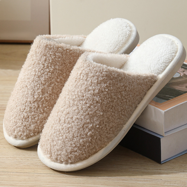 아리코 뽀글이 거실 슬리퍼, 베이지, 1개