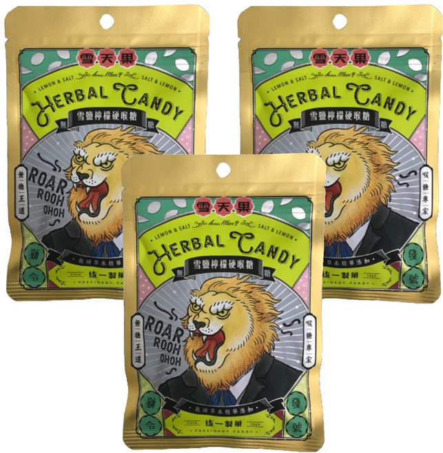PRESIDENT CANDY 統一製菓 雪天果 雪鹽檸檬硬喉糖, 50g, 3包