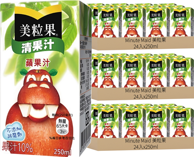 Minute Maid 美粒果 清果汁蘋果汁, 250ml, 72入