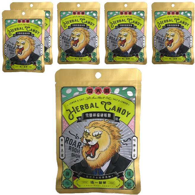 PRESIDENT CANDY 統一製菓 雪天果 雪鹽檸檬硬喉糖, 50g, 6包