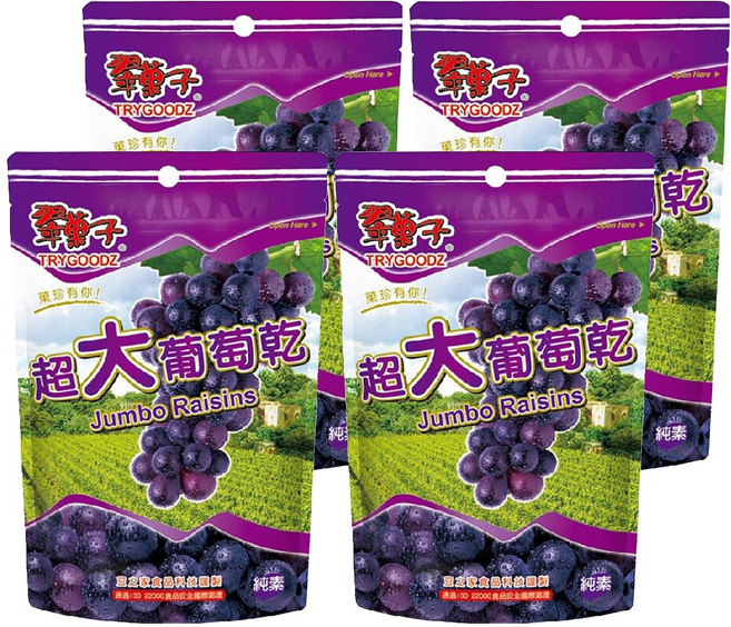 TRYGOODZ 翠菓子 豆之家 超大葡萄乾鮮果乾, 280g, 4包
