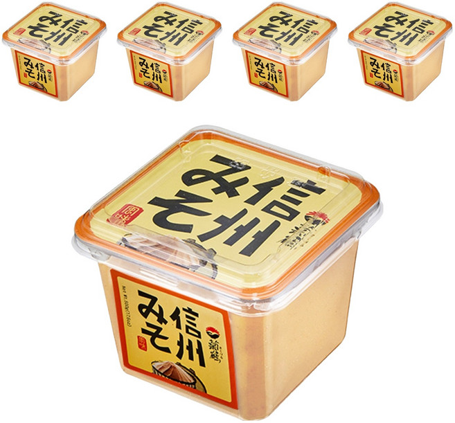 菊鶴 信州風味 味噌 500g 非基因改造黃豆製成, 5盒