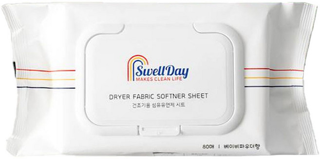 스웰데이 건조기용 섬유유연제 시트 베이비파우더향 본품, 80개입, 1개