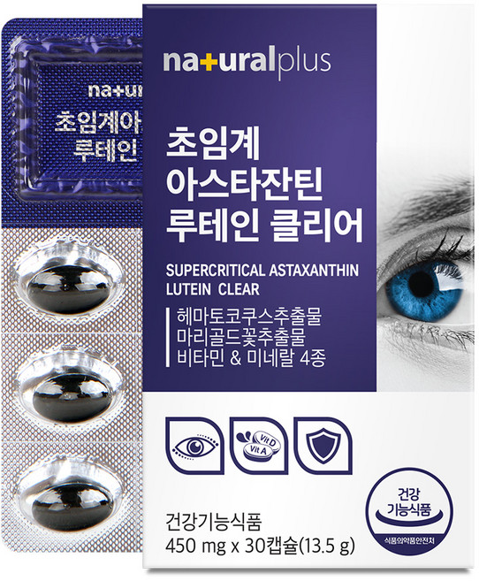 내츄럴플러스 초임계 아스타잔틴 루테인 클리어, 30정, 1개