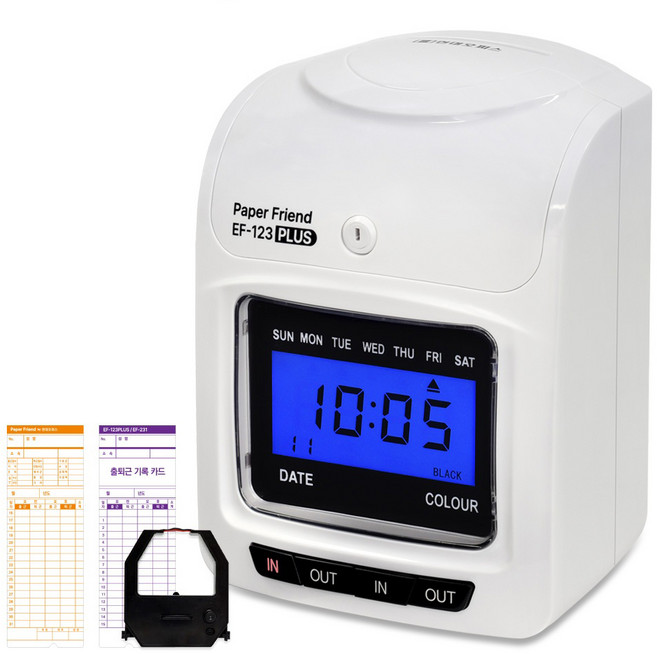 PAPER FRIEND 上下班打卡鐘 + 100張卡片套組, EF-123 PLUS, 1套