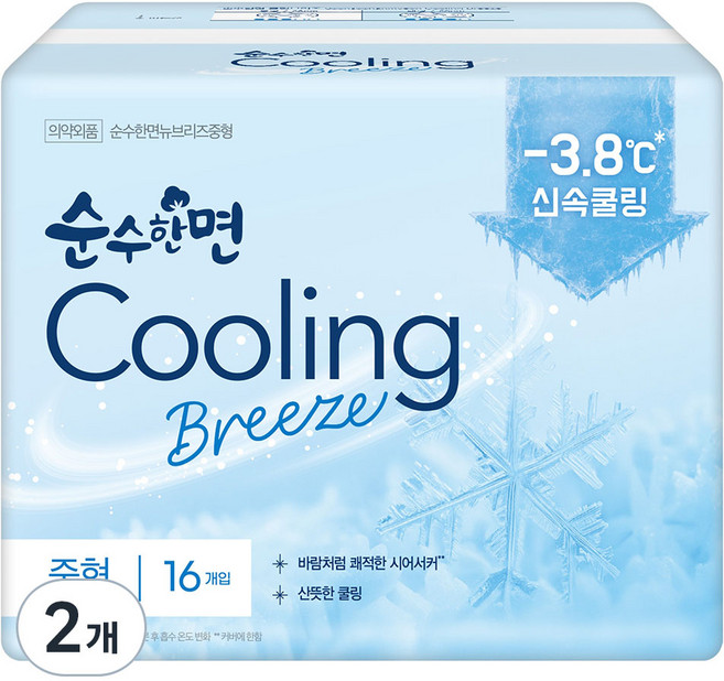 Pure Cotton 純棉美人 Cooling Breeze 衛生棉, 2個, 16入, 中型