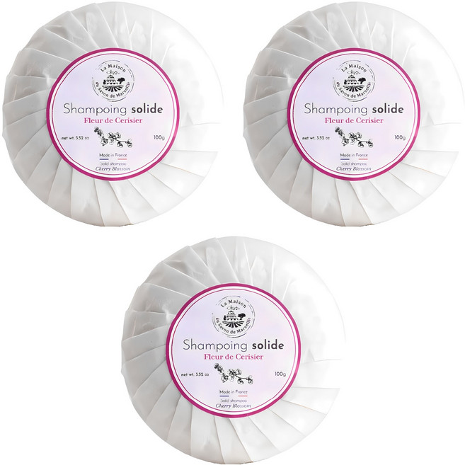 La Maison 馬賽皂之家 細緻櫻花香氛養髮皂 天然植物油製成 溫和洗淨 不含矽靈, 100g, 3個