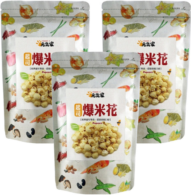 元氣家 起司爆米花 經典童年零食 濃郁香脆口感, 80g, 3包