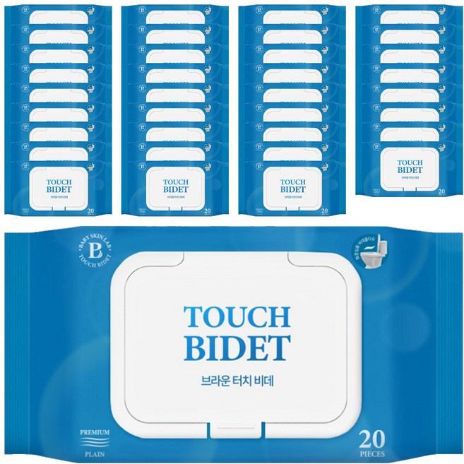 브라운 터치 비데 물티슈 물에 잘 녹는 화장실용 저자극 비데티슈 캡형, 55g, 20매, 36개