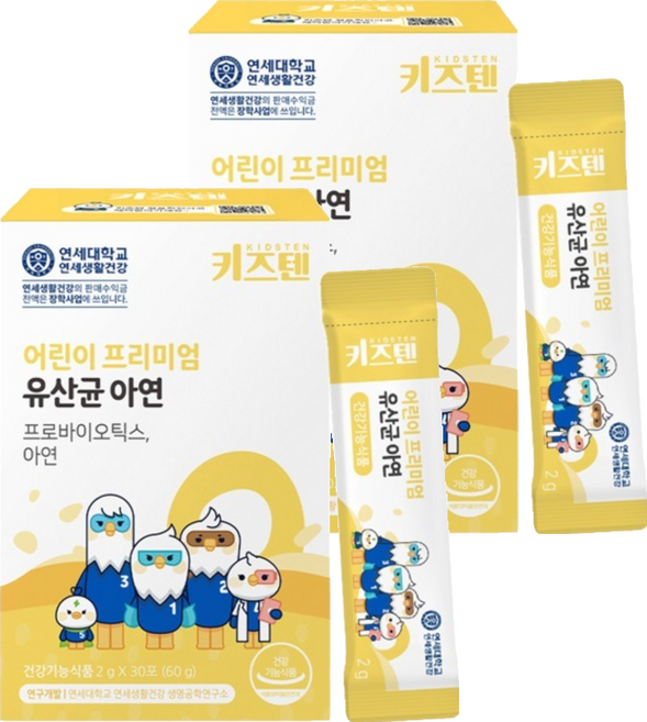 키즈텐 어린이 프리미엄 유산균 아연, 60g, 2개