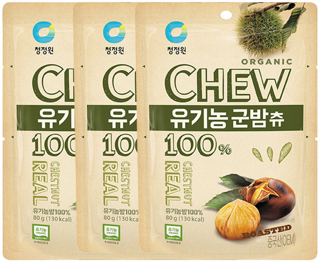 청정원 유기농 군밤츄, 80g, 3개