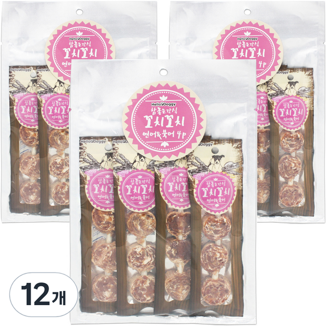 참좋은간식 꼬치꼬치 강아지 간식 4p, 연어 + 북어 혼합맛, 100g, 12개