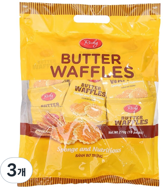리키 에그버터 와플, 270g, 3개