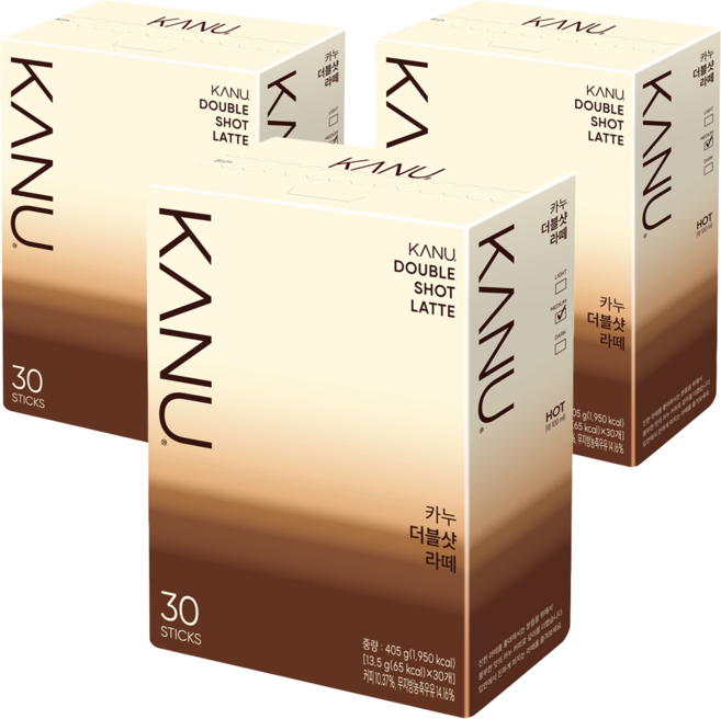 KANU 漸層奶香雙倍濃縮拿鐵咖啡, 13.5g, 30條, 3盒