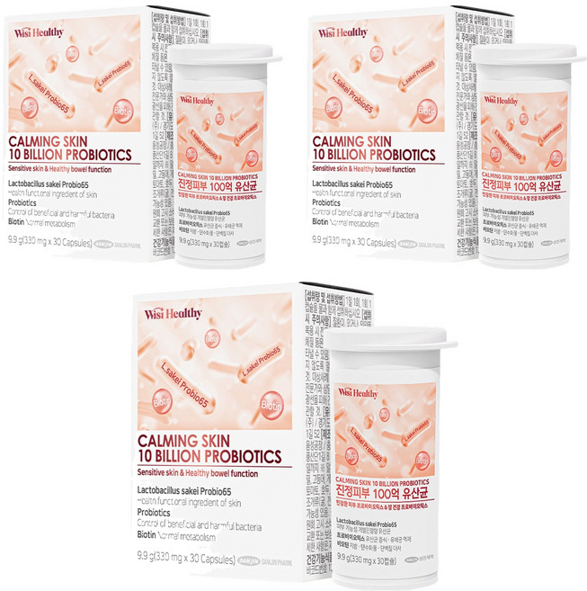 위시헬씨 진정피부 100억 유산균, 30정, 3개