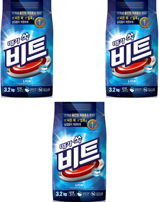 비트 분말세제 일반용 본품, 3.2kg, 1개입, 3개