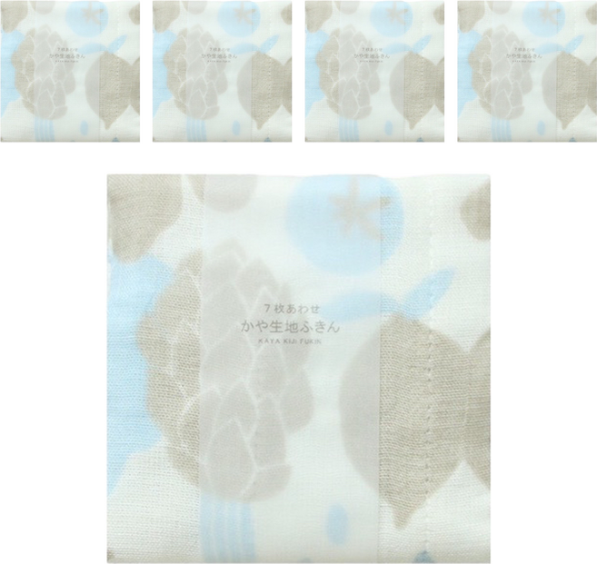 HARADA ORIMONO 原田織物 七重棉紗蚊帳家事布 粉藍野菜, 5件