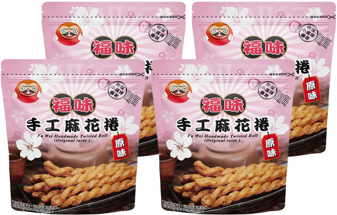 福味 手工麻花捲 原味, 75g, 4包