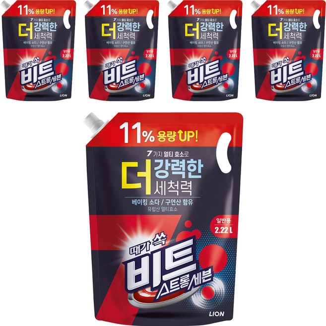 비트 스트롱 세븐 일반용 액상세제 리필, 2.22L, 5개