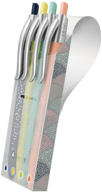 MILAN P1 SILVER璀璨原子筆 4色隨身組 1.0mm, 藍色 + 黃色 + 綠色 + 橘色, 1組