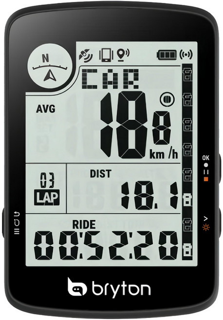 Bryton E GPS自行車錶 Rider 17 3英吋大螢幕 全球衛星系統 25小時續航, 黑色, 1個