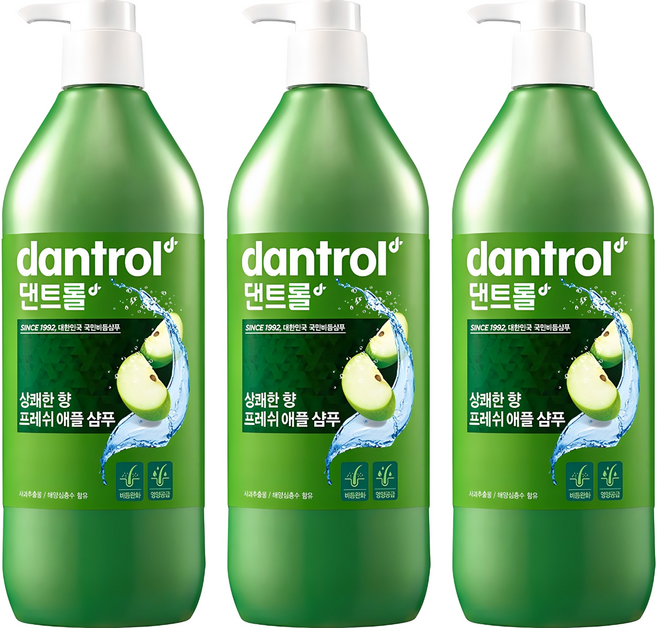 댄트롤 프레쉬 애플 샴푸 상쾌한 향, 820ml, 3개