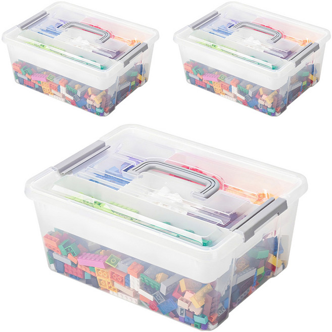 comet 玩具整理箱, 透明色, 3個
