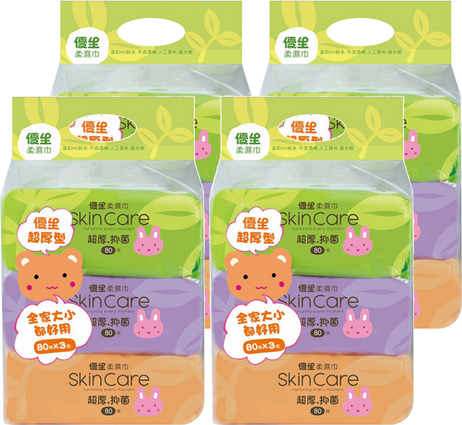 US baby 優生 柔濕巾 超厚型, 80張, 12包