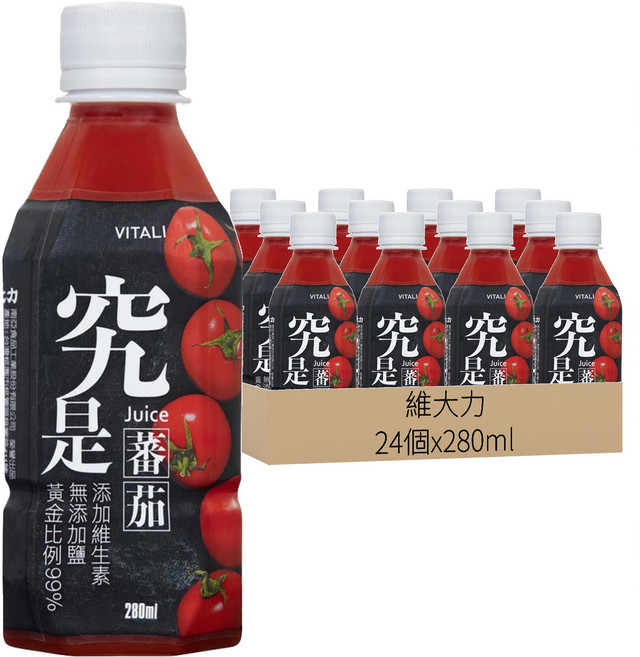 維大力 99%蕃茄汁, 280ml, 24個