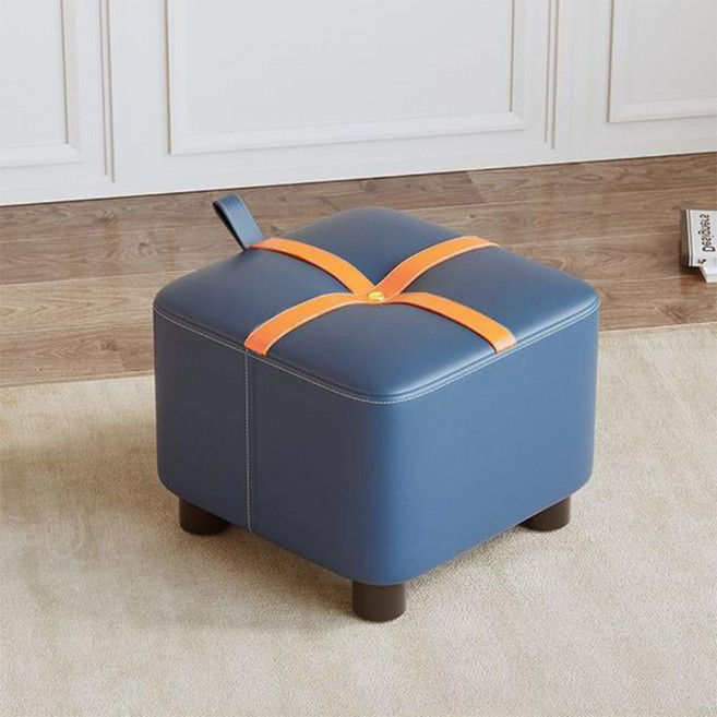 Mega 摩登科技皮革時尚小矮凳 28 x 28 x 25cm, 撞色藍, 2個