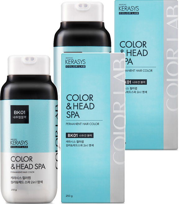 케라시스 컬러 헤드스파 염색제 250g, 2개, 내추럴블랙