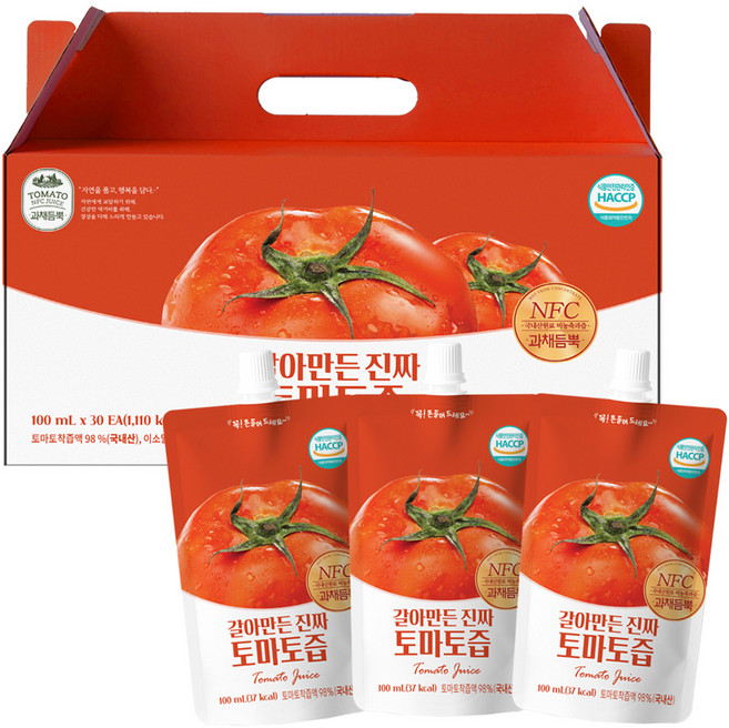 유기농마루 정품 갈아만든 진짜 토마토즙, 100ml, 30개