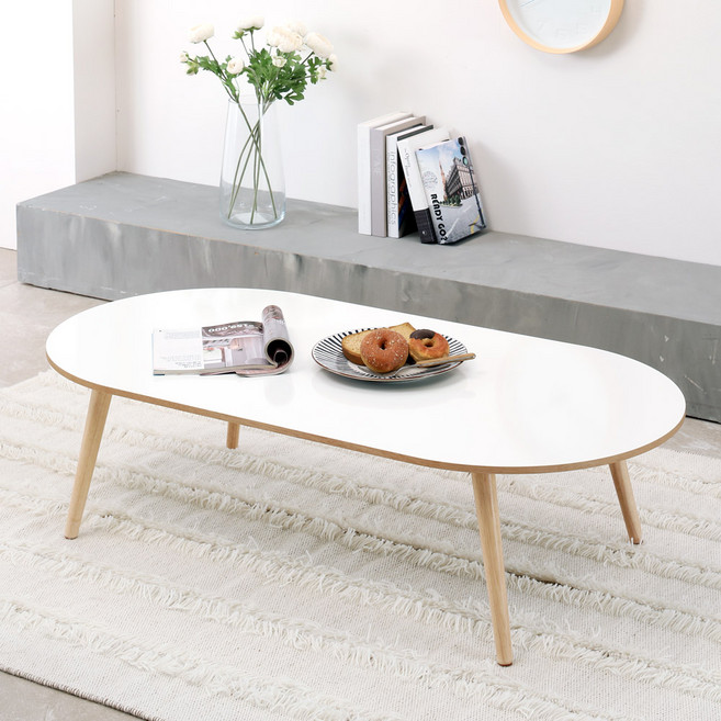 아이캔컴퍼니 LPM 라운드볼1200 원목다리 테이블 국내생산, 화이트우드