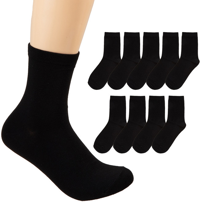 베이스알파에센셜 소프트 폴리 무지 중목 양말 10켤레 세트