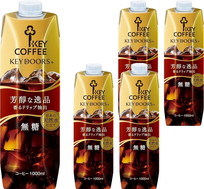 KEY COFFEE 無糖咖啡飲, 1L, 5瓶