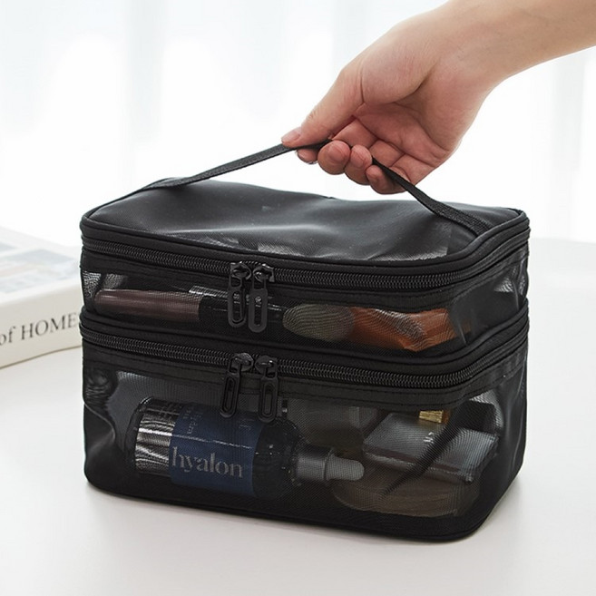 코멧 메쉬 2단 화장품 파우치