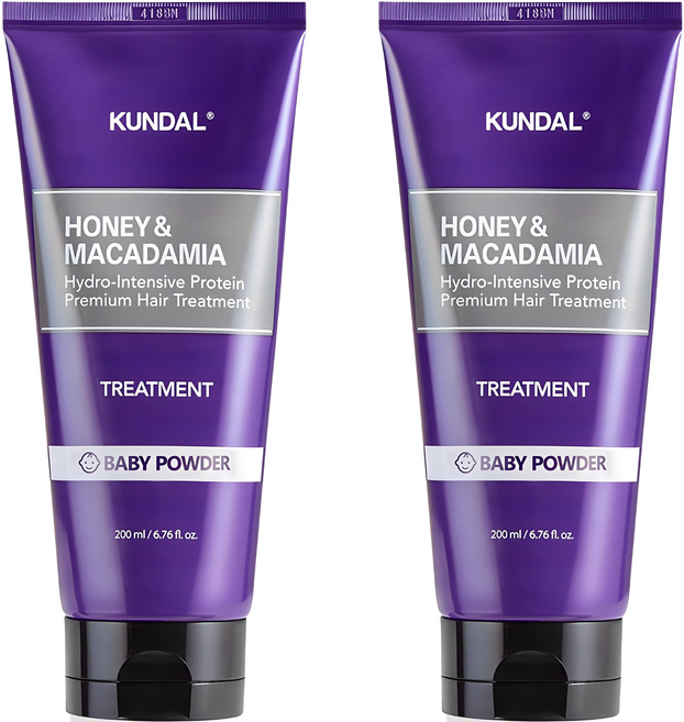 KUNDAL 昆黛爾 蜂蜜澳洲堅果保濕護髮乳 嬰兒爽身粉香, 200ml, 2條