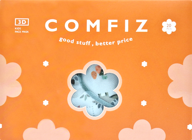 COMFIZ 康菲 兒童3D醫療口罩 3~7歲, 1盒, 侏儸紀世界 綠色, 20片