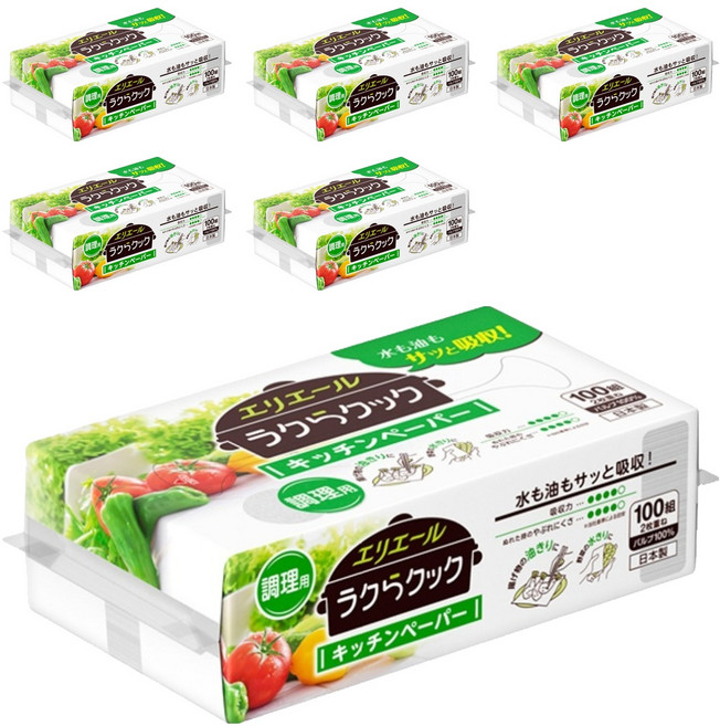 elleair 艾黎艾爾 超厚吸油吸水抽取式廚房紙巾, 1入, 6包