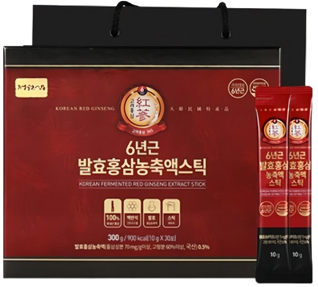 정원삼 6년근 발효 홍삼 농축액스틱 + 쇼핑백, 300g, 1개