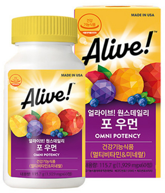 얼라이브 원스데일리 포 우먼 멀티 비타민, 60정, 1개