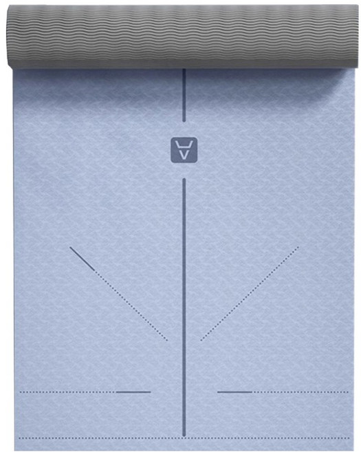 AMYUP YUNMI 環保TPE瑜珈墊 雙色霧藍 附綁帶 透氣網袋 正位體位線設計 止滑墊 皮拉提斯墊, 1片