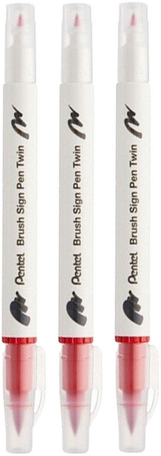 Pentel 飛龍文具 雙頭柔繪筆 SESW30C-T102 紅色 10支, 1色, 3盒