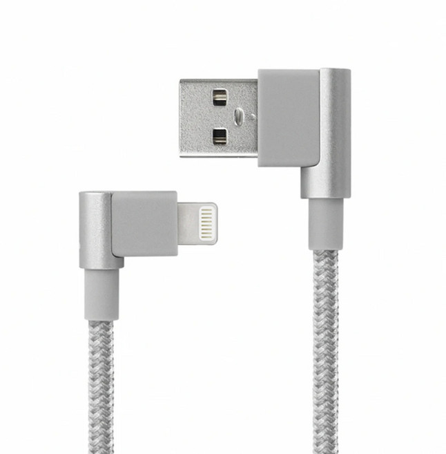 pqi 勁永 i-Cable 90 Degree LA L型 Lightning to USB充電傳輸線, 30cm, 灰色, 1條
