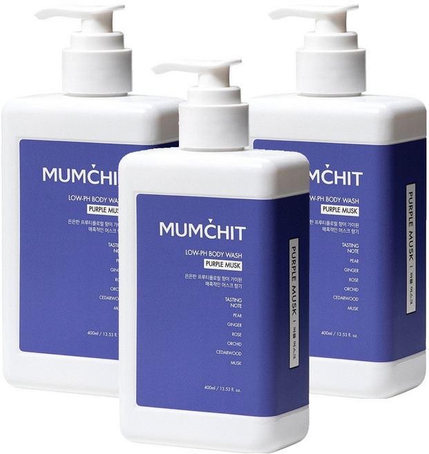 MUMCHIT 默契 pH5.5香氛沐浴乳 氣質紫麝香, 400ml, 3瓶