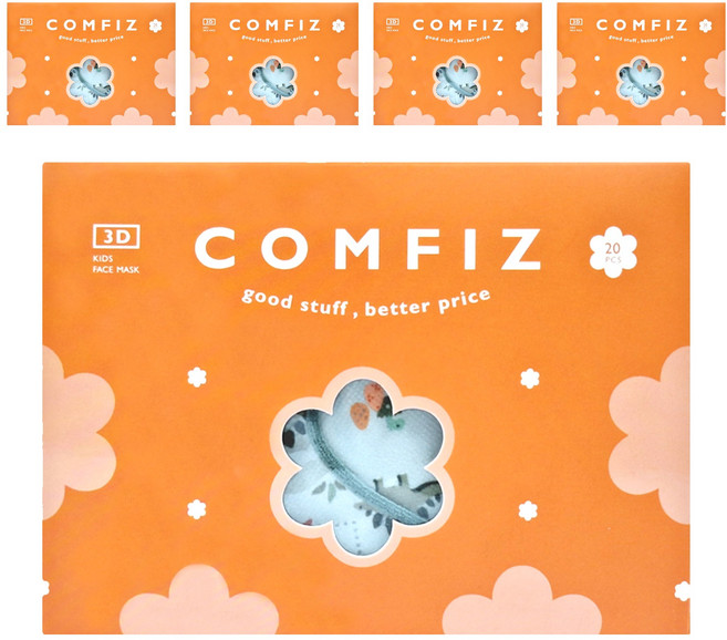 COMFIZ 康菲 兒童3D醫療口罩 3~7歲, 5盒, 侏儸紀世界 綠色, 20片