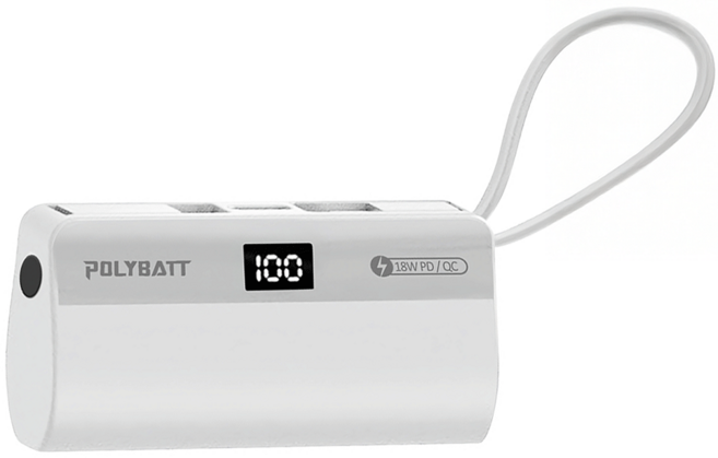 POLYBATT 直插式行動電源, PB5000, 白色