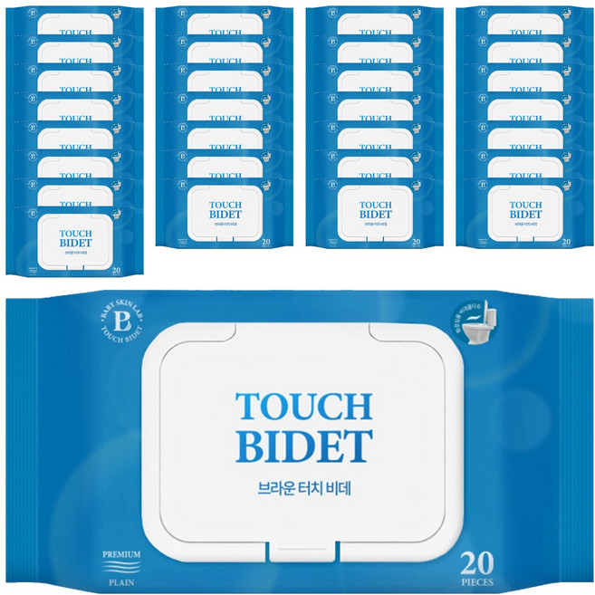 브라운 터치 비데 물티슈 물에 잘 녹는 화장실용 저자극 비데티슈 캡형, 55g, 20매, 48개