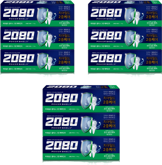 2080파워쉴드플러스그린페퍼민트, 9개, 140g