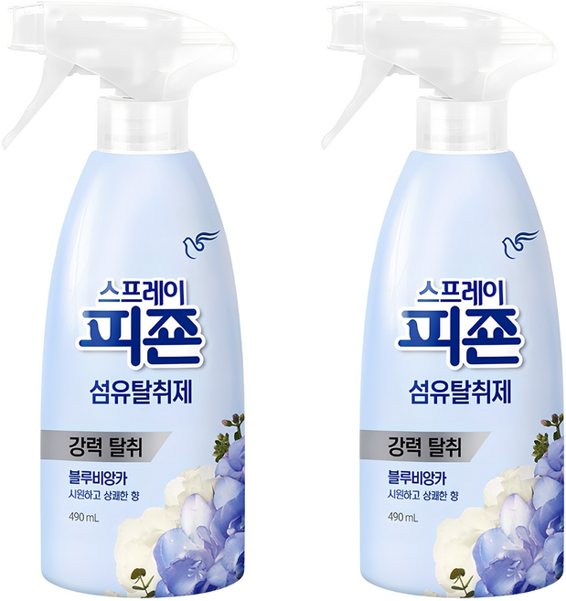 피죤 스프레이 섬유탈취제 블루비앙카 본품, 490ml, 2개